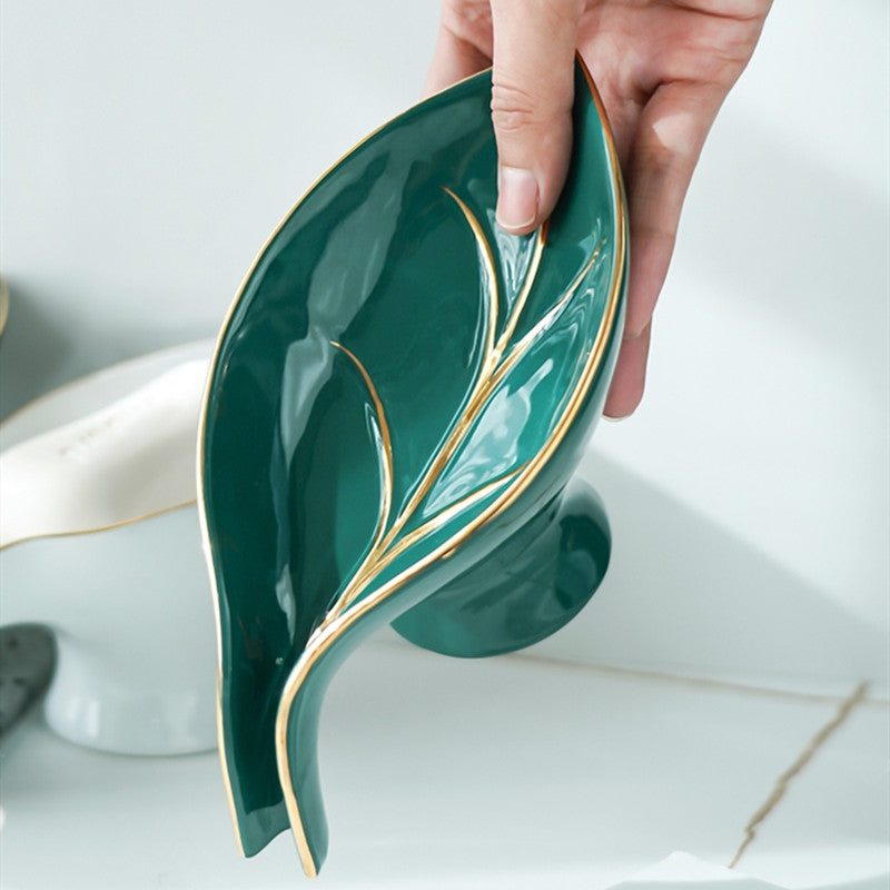 Luxury Leaf Ceramic Soap Dish