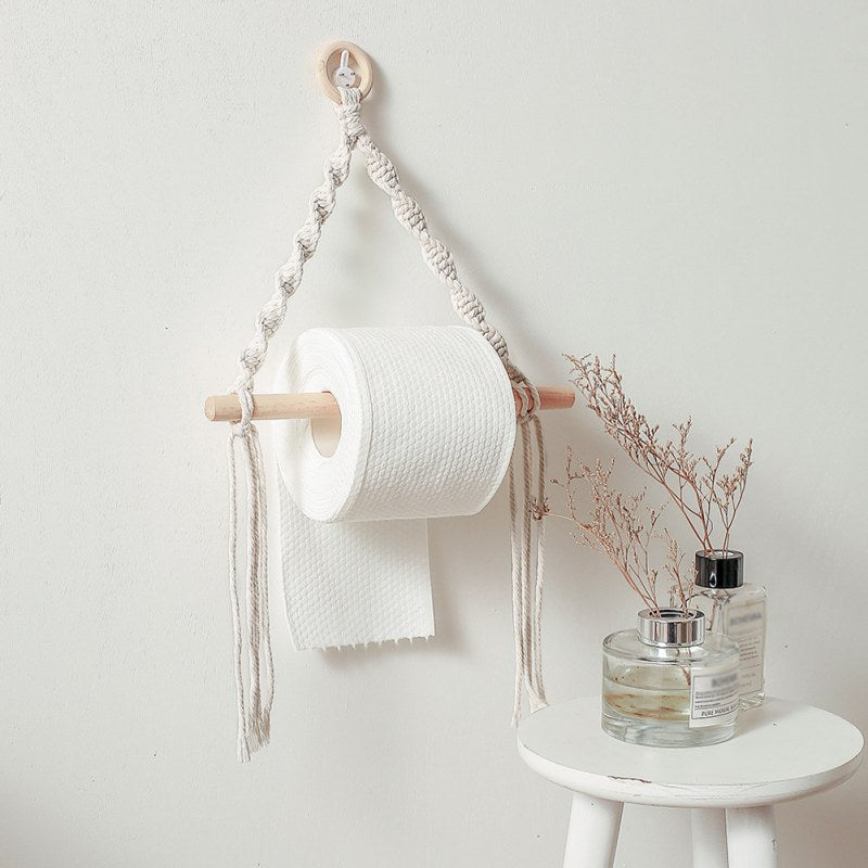 Macrame Bathroom Towel Rack